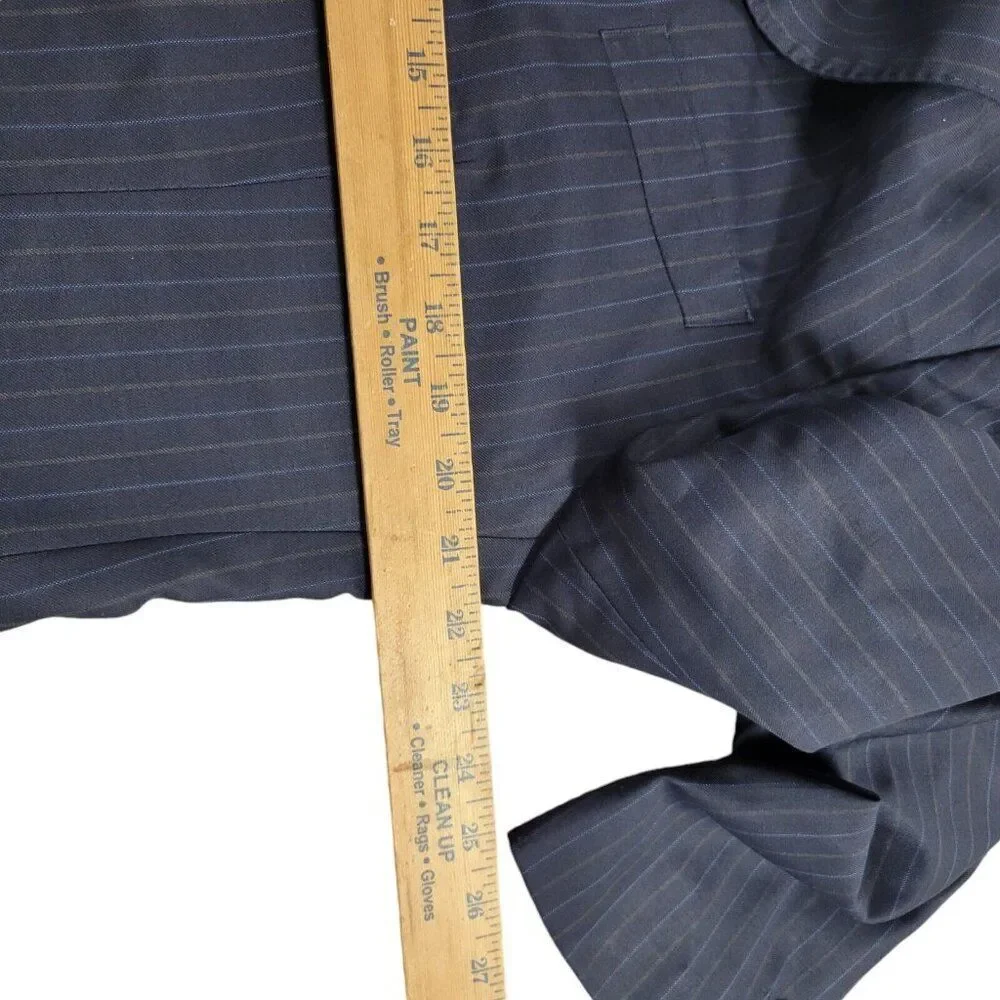 Banana Republic Blazer Men's 42R Blue Pinstripe 2 Button Jacket Wool Lined Flaw*